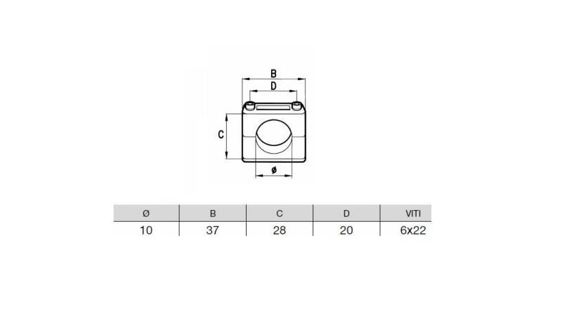 RØR HOLDER DIAMETER 10 - dimensjoner