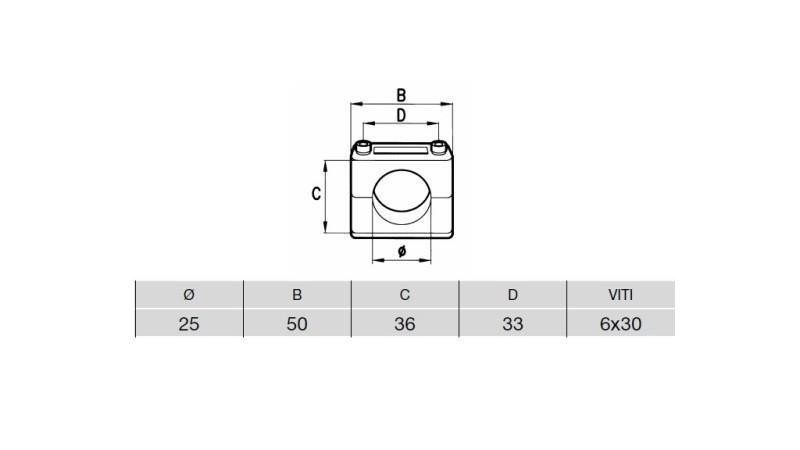 PORTE-TUBE FI 25 - dimensions