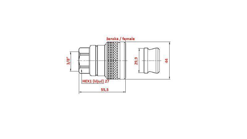 RASK KOBLING FOR BREMSE HUNN 3/8
