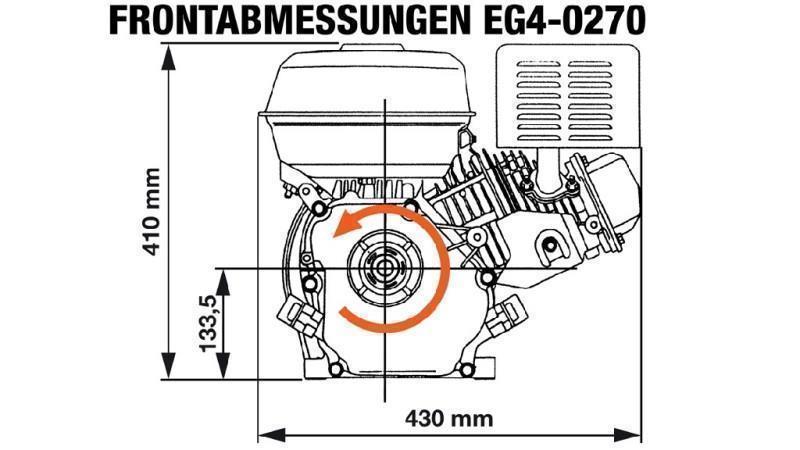 benzínový motor EG4-270cc-6.56kW-8.92HP-3,600 RPM-H-KW25x88.2-manual štart