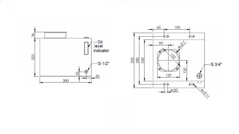 METAAL RESERVOIR DOOS PP 15 LITER HORIZONTAAL-VERTICAAL-afmetingen