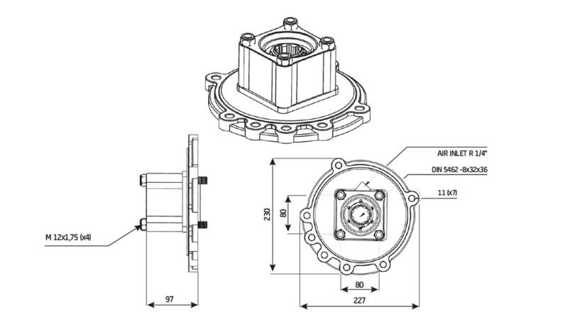 Dimensions SORTIE POUR POMPE HYDRAULIQUE - MERCEDES G4