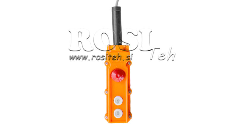 ENSEMBLE DE TÉLÉCOMMANDE 2 BOUTONS + ARRÊT D'URGENCE EN BOÎTE AVEC CÂBLE