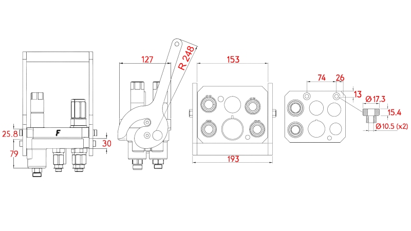 MULTI-FASTER CSATLAKOZÓ 3PLV 5IRÁNYÚ BSP 3×3/8 2×9/16 MOBIL RÉSZ