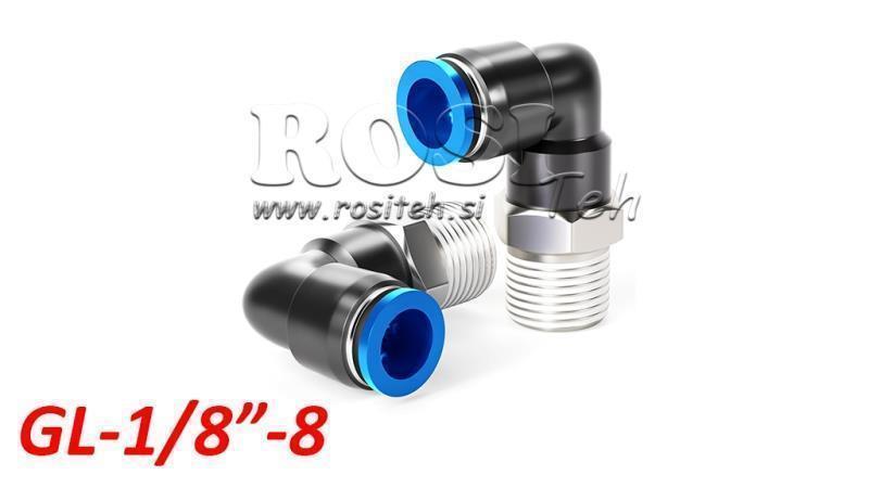 CONNETTORE ANGOLARE PNEUMATICO TPA CON FILETTO GL-018-8