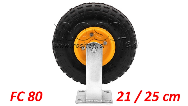 RUOTA PNEUMATICA 21/25cm CON BASE FISSA FC80