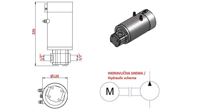 HYDRAULISK PUMPEMONTERING GR.1 ELEKTRISK MOTOR 12V 3kW