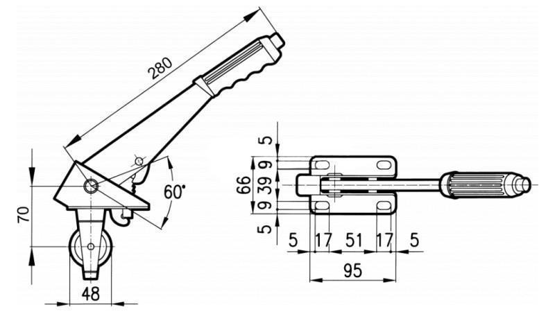 POIGNÉE DE TRACTION L280 AVEC PULLEY FI48mm