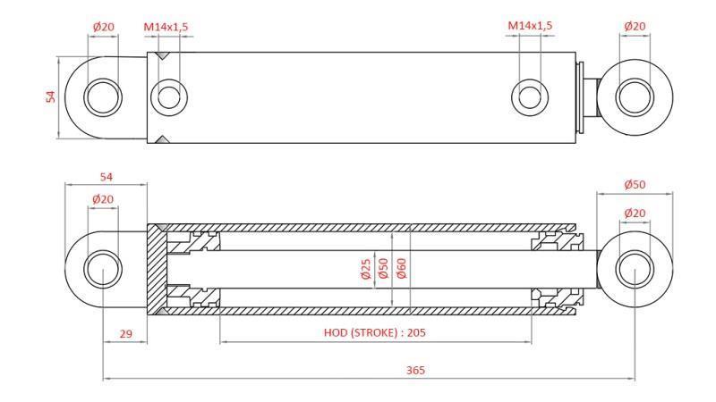 HYDRAULISK STYRESYLINDER FIAT-NEW HOLLAND OEM-87302890