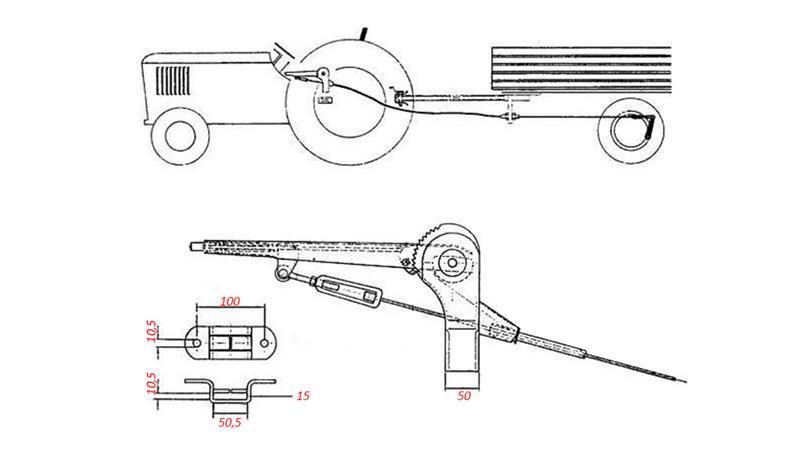 TREKHANDVAT VOOR AANHANGER HANDREM set MET KABEL 2.3m