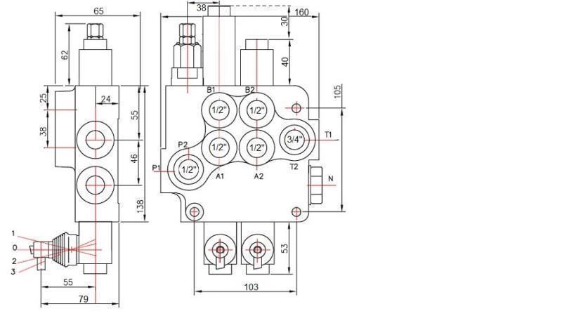 HYDRAULISK VENTIL 2xP80   FLYTENDE