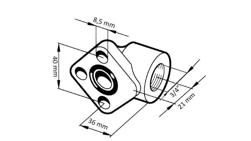 CONNEXION DE TUYAU 3/4 - FLANQUE ANGLE fi 40