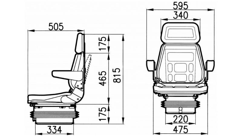 SIÈGE DE TRACTEUR SUSPENSION AIR TISSU AVEC ACCOUDOIR