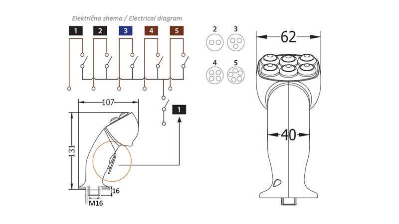 FJERNBETJENINGSHÅNDTAG ROSI JOYSTICK - 3 KNAPPER