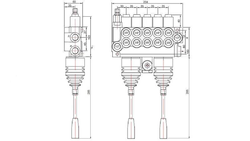 VANNE HID. 5xP40 2x JOYSTICK