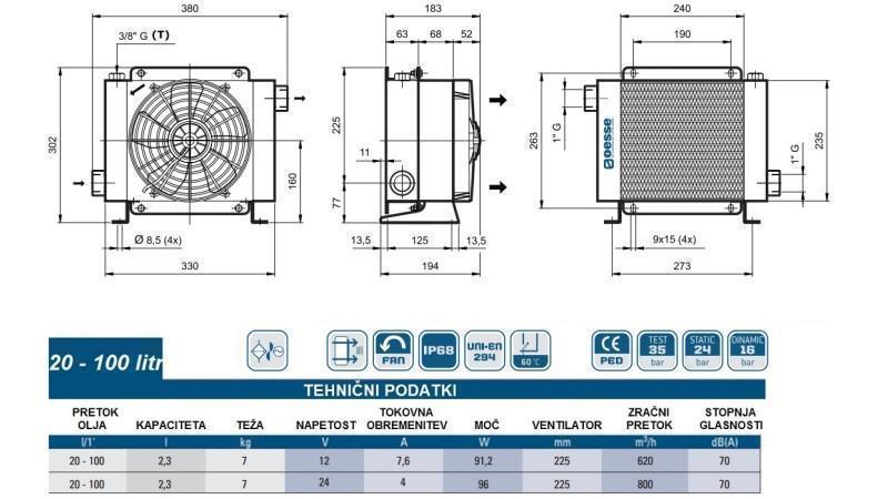 REFROIDISSEUR D'HUILE DC 12V HY01802 20-100 LIT