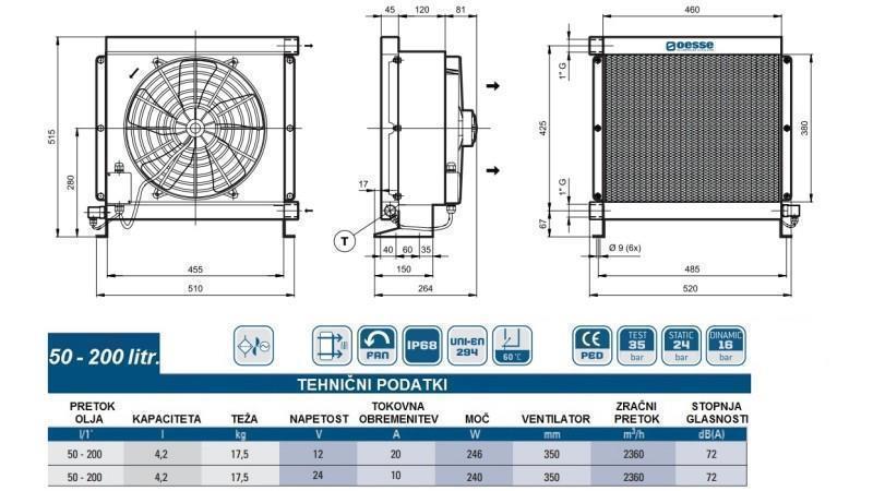 OLIEKOELER DC 12V HY05702 50-200 LIT
