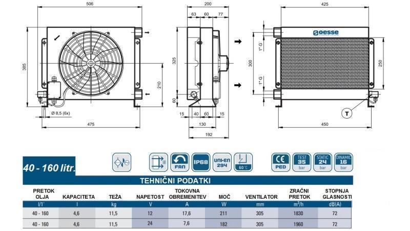 OLIEKOELER DC 24V HY03804 40-160 LIT