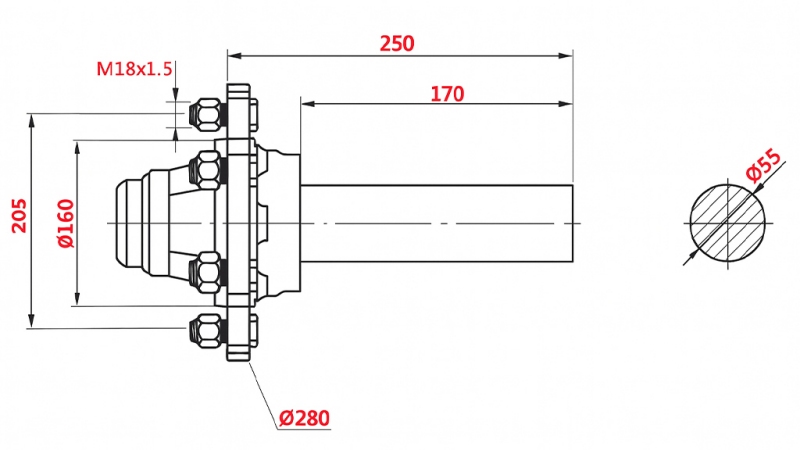 HALVAXEL 3000 KG L.250 MM