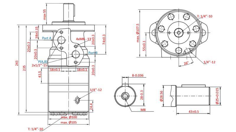 HYDROMOTEUR B/MR 250 - AVEC FREIN