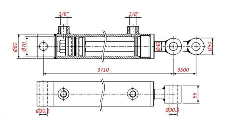 CILINDRO IDRAULICO PER TRAINO - FORO 70/40-3500