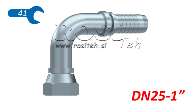 HIDRAVLIČNI PRIKLJUČEK BSP ŽENSKI KOLENO 90° DN25-1