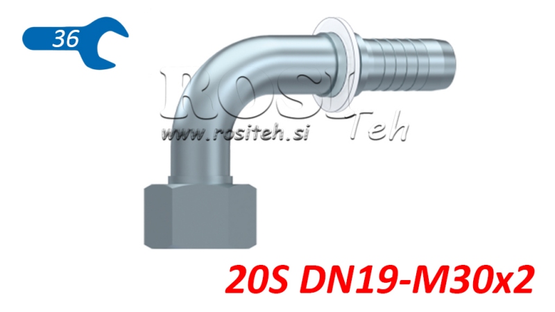 HYDRAULICKÁ PRÍPOJKA DKOS 20 S SAMICA KOLENO 90° DN19–M30×2