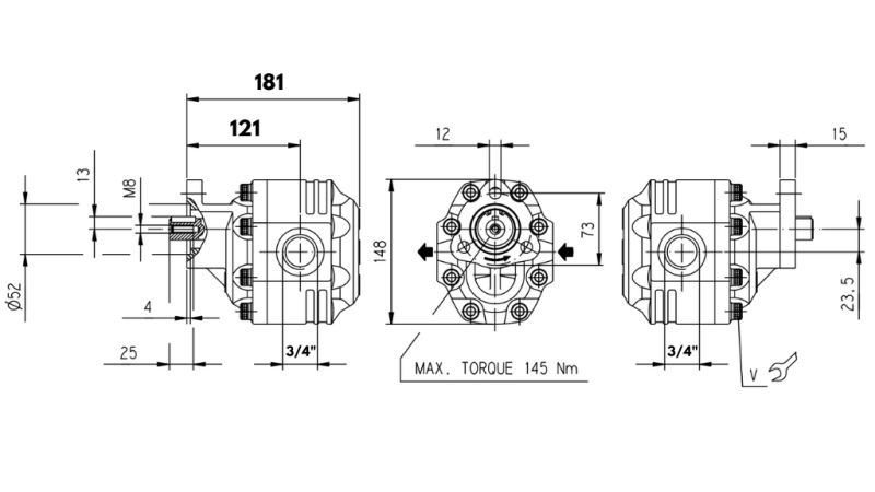 POMPE HYDRAULIQUE EN FONTE RÉVERSIBLE 40CC CASAPPA