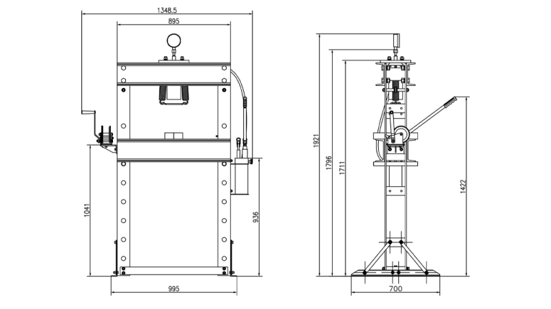 VERKSTED HYDRAULISK PRESS FOR LAGER 50T - to-hastigheter
