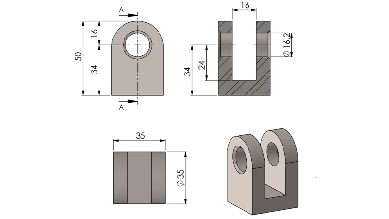 FORKE VOOR CILINDER 40MM - FI20
