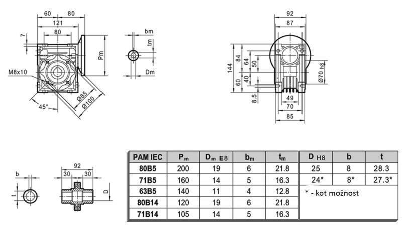 PMRV-50 REDUCER VOOR ELEKTRISCHE MOTOR MS80 (0.55-0.75kW) VERHOUDING 10:1