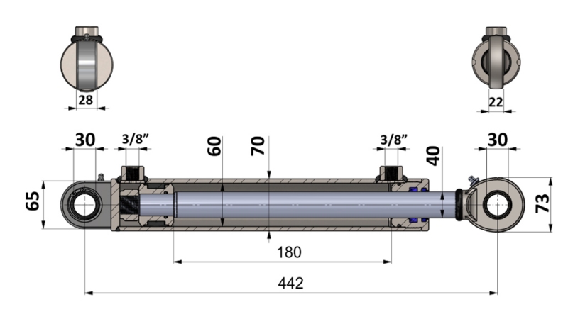 VÉRIN HYDRAULIQUE 60/40-180 AVEC VANNE D’INVERSION – CHARRUE POUR LE SOL