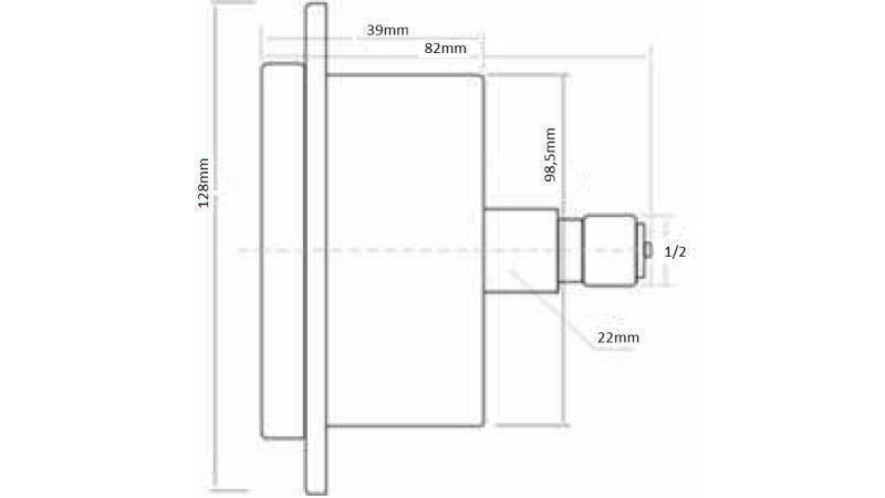 MANOMÈTRE DN100 ARRIÈRE 0 - 16 BAR - 1/2-dimensions