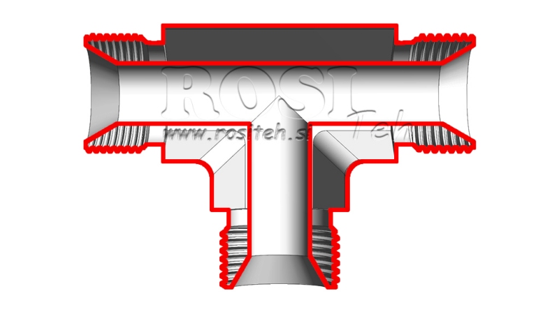HYDRAULICKÁ T-SPOJKA BSP SAMEC–SAMEC 1/4