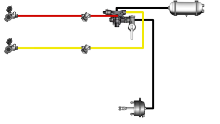 SETT MED LUFTBREMSER FOR HENGER KOMPLETT DUALKRETS SYSTEM 1 SYLINDER