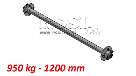 AXLE FOR TRAILER 950 KG WITHOUT BRAKE (1200 MM)