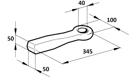 TOWING HOOK FIXED Φ40 50X50 L370 - 6.000/1.000KG