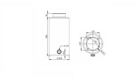 METAAL RESERVOIR ROLL PP 12 LITER HORIZONTAAL-VERTICAAL - afmetingen