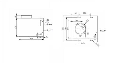 METAAL RESERVOIR DOOS PP 15 LITER HORIZONTAAL-VERTICAAL-afmetingen