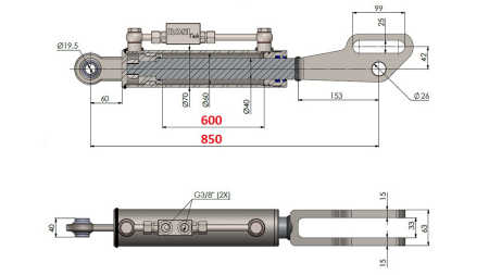2TON. HYDRAULIC SIDE LINK POINT 60/40-250 (600MM-850MM)