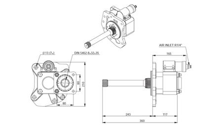 Dimensions POMPE HYDRAULIQUE DRIVE - MERCEDES G155 - 2 ACTROS
