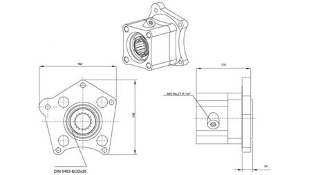 Dimensions SORTIE POUR POMPE HYDRAULIQUE - MERCEDES 352-1