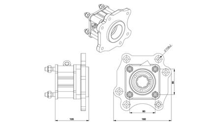 Afmetingen UITGANG VOOR HYDRAULISCHE POMP - MERCEDES ATEGO-1 - 6 GATEN
