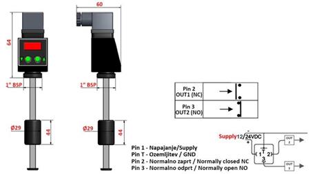 MISURATORE DI LIVELLO ELETTROMAGNETICO l-200mm