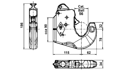 CROCHET AUTOMATIQUE POUR BARRE DE POUSSE / 3EME POINT CAT.2 WALTERSCHEID