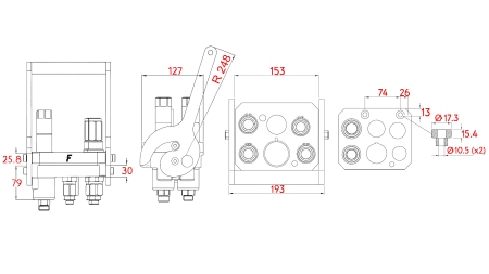 MULTI-FASTER CSATLAKOZÓ 3PLV 5IRÁNYÚ BSP 3×3/8 2×9/16 MOBIL RÉSZ