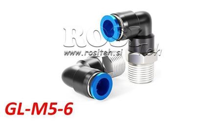CONNETTORE ANGOLARE A SPINA PNEUMATICA TPA CON FILETTO GL-M5-6