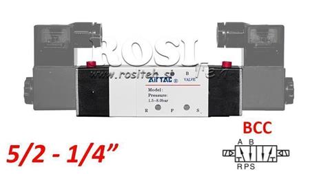 VALVOLA PNEUMATICA ELETTRICA 5/2 BISTABILE 1/4 PRT-0552-BCC