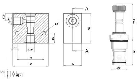 VALVE 2 VOIES 1/2 (NO) 24V - 60lit
