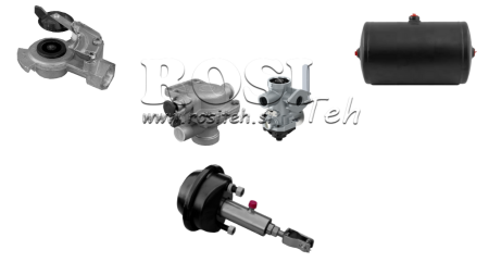 SADA VZDUCHOVÝCH HYDRAULICKÝCH BRZD PRE PRÍVES KOMPLETNÝ JEDNOOKRUHOVÝ SYSTÉM 1 VALEC